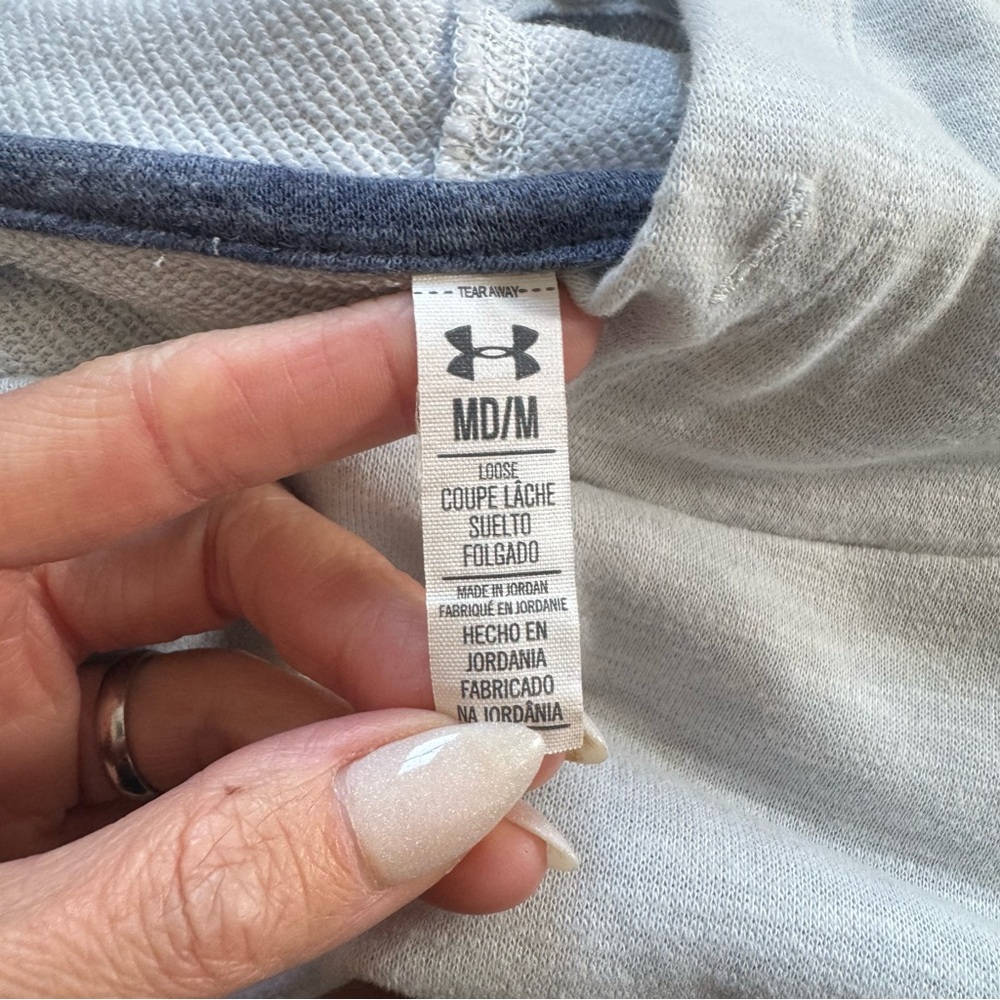 Under Armour Gray Short Sleeve Hoodie Pullover Oversized Sweatshirt M - Picture 6 of 8